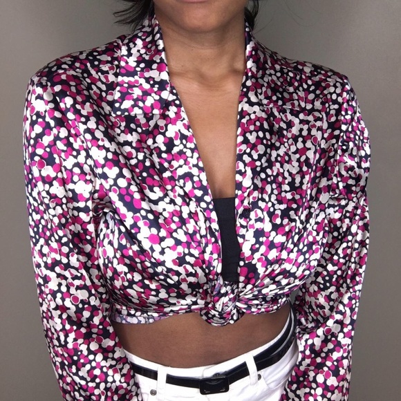 Vintage Kasper, polka dot, confetti, button down Blouse - Picture 2 of 4